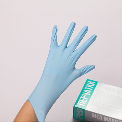Перчатки Med Market нитриловые смотровые н/о ГОЛУБЫЕ 50 ПАР