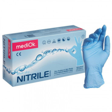 Перчатки нитриловые MediОk нестерильные голубые, 50 пар/уп